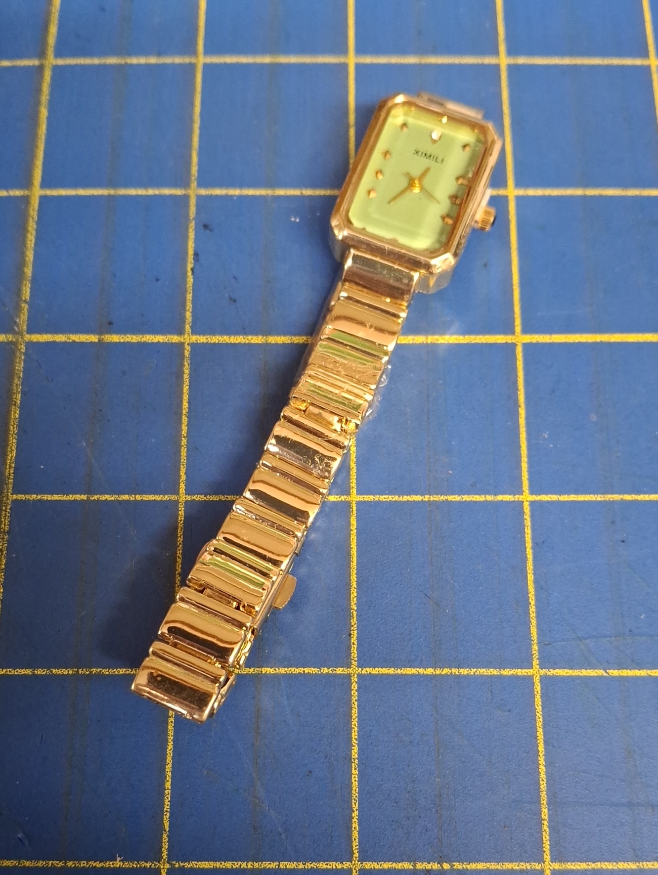 Ximili GoldTone Bracelet Watch With Mint Green Dial New